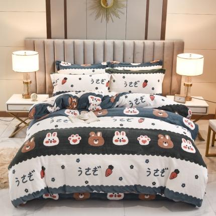 91家纺网 家纺一手货源 找家纺 （总）锦罗绣 2021新款牛奶绒印花四件套