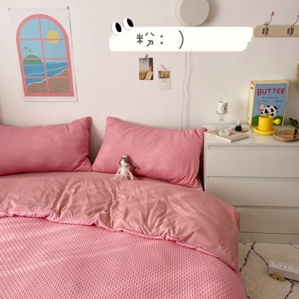 91家纺网 家纺一手货源 找家纺 （总）星期八 2021年新款纯色华夫格系列四件套