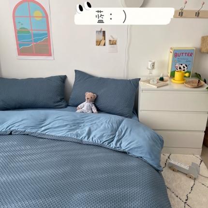 91家纺网 家纺一手货源 找家纺 （总）星期八 2021年新款纯色华夫格系列四件套