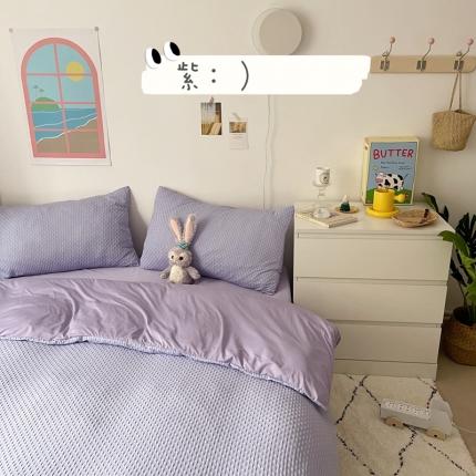 91家纺网 家纺一手货源 找家纺 （总）星期八 2021年新款纯色华夫格系列四件套