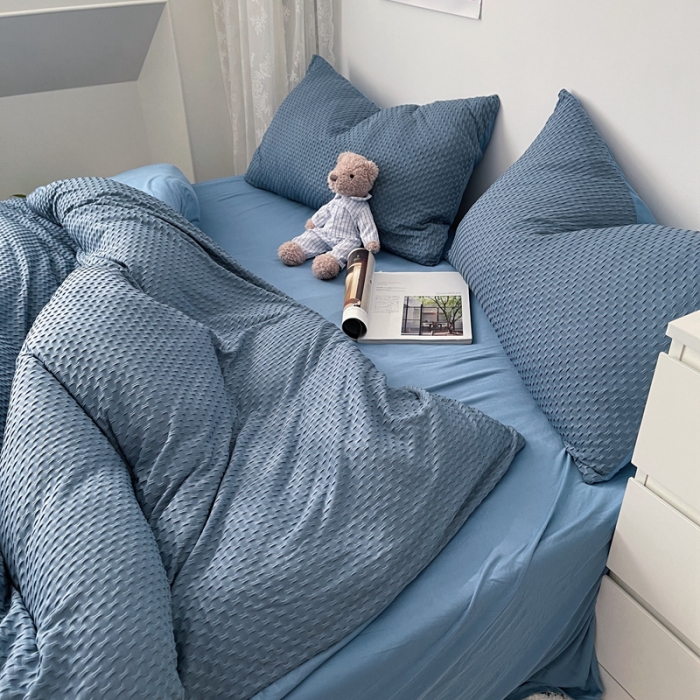 91家纺网 家纺一手货源 找家纺 （总）星期八 2021年新款纯色华夫格系列四件套