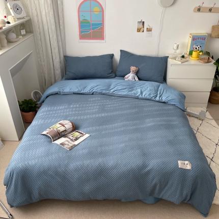 （总）星期八 2021年新款纯色华夫格系列四件套