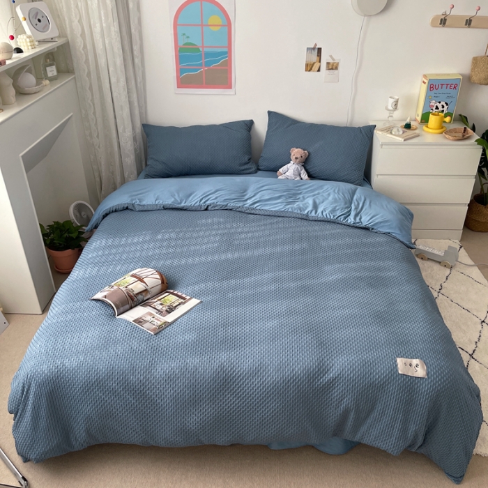 91家纺网 家纺一手货源 找家纺 （总）星期八 2021年新款纯色华夫格系列四件套