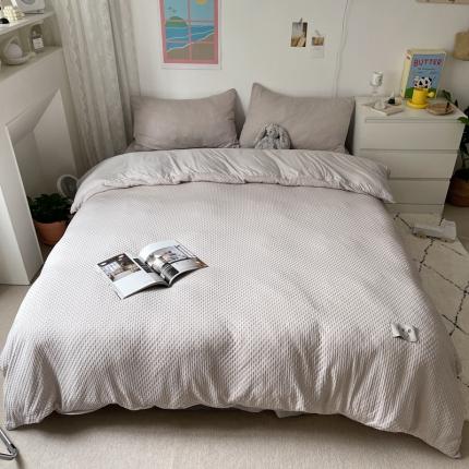 2021年新款华夫格系列四件套 淡灰