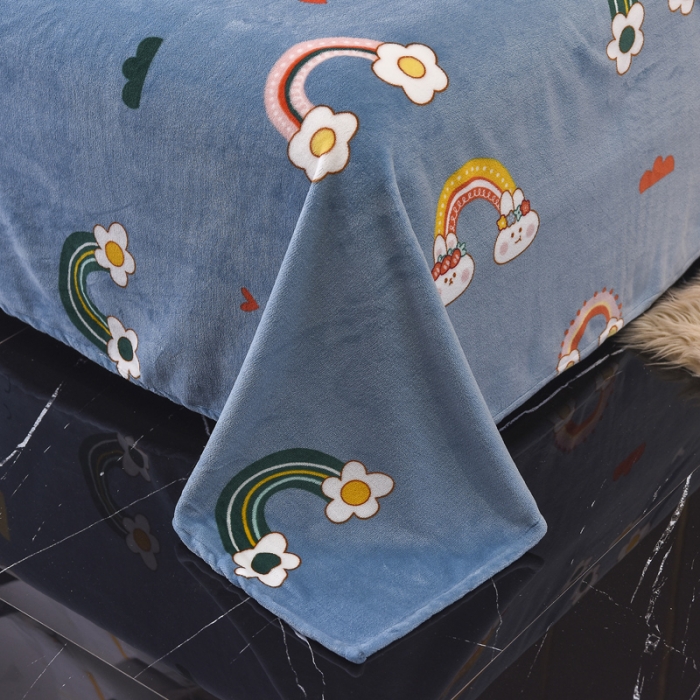 91家纺网 家纺一手货源 找家纺 锦罗绣 2021新款牛奶绒印花四件套 彩虹