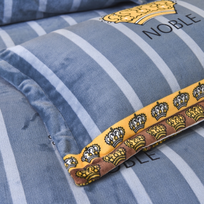 91家纺网 家纺一手货源 找家纺 锦罗绣 2021新款牛奶绒印花四件套 皇冠