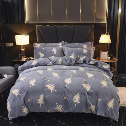 锦罗绣 2021新款牛奶绒印花四件套 森林