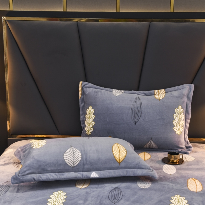 91家纺网 家纺一手货源 找家纺 锦罗绣 2021新款牛奶绒印花四件套 叶子