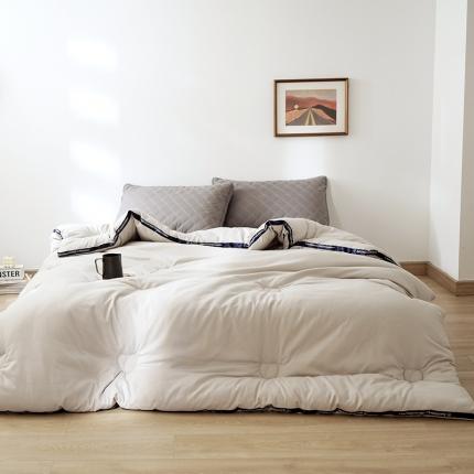 91家纺网 家纺一手货源 找家纺 巴宝路 2025秋冬新品立体抗菌大豆被 浅米灰