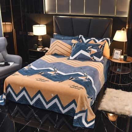 锦罗绣 2021新款牛奶绒印花单品床单 奔腾鹿