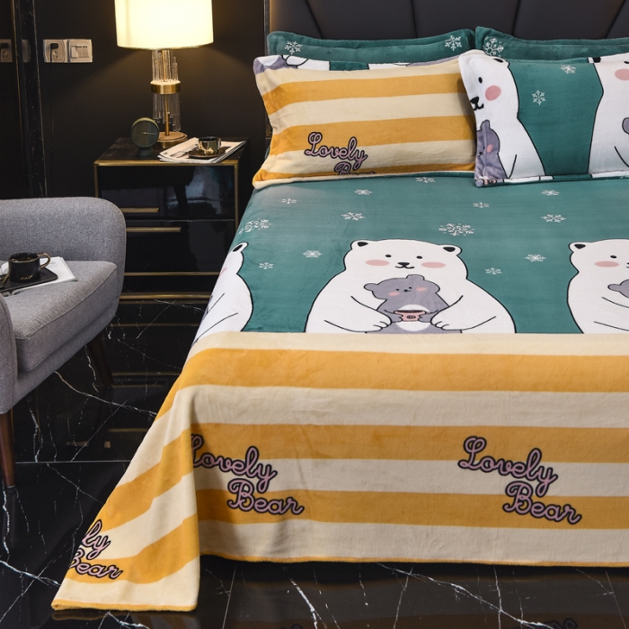 91家纺网 家纺一手货源 找家纺 锦罗绣 2021新款牛奶绒印花单品床单 大白