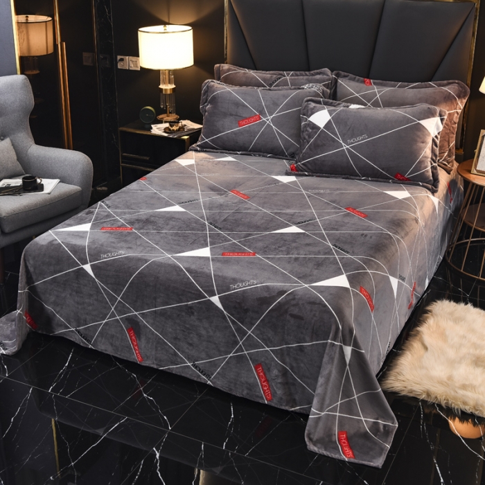 91家纺网 家纺一手货源 找家纺 锦罗绣 2021新款牛奶绒印花单品床单 几何梦想