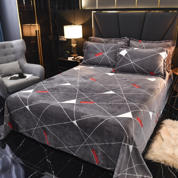 91家纺网 家纺一手货源 找家纺 锦罗绣 2021新款牛奶绒印花单品床单 几何梦想