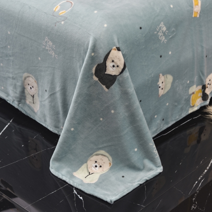 91家纺网 家纺一手货源 找家纺 锦罗绣 2021新款牛奶绒印花单品床单 绒球