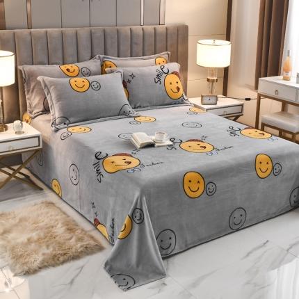 锦罗绣 2021新款牛奶绒印花单品床单 笑脸