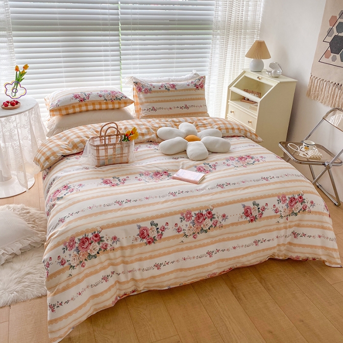 91家纺网 家纺一手货源 找家纺 2021新印花全棉纯棉四件套学生宿舍三件套 花香