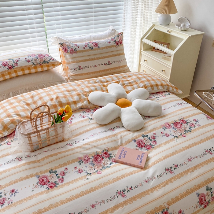 91家纺网 家纺一手货源 找家纺 2021新印花全棉纯棉四件套学生宿舍三件套 花香