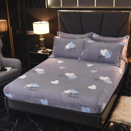 91家纺网 家纺一手货源 找家纺 （总）锦罗绣 2021新款牛奶绒印花单品床笠