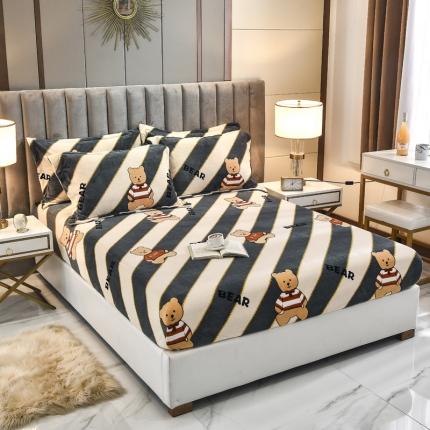 91家纺网 家纺一手货源 找家纺 （总）锦罗绣 2021新款牛奶绒印花单品床笠