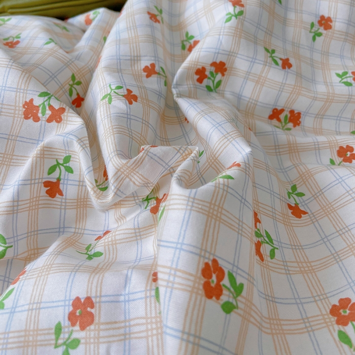 91家纺网 家纺一手货源 找家纺 尺素 2021新款韩国ins风清新混搭四件套 篱落粉混搭