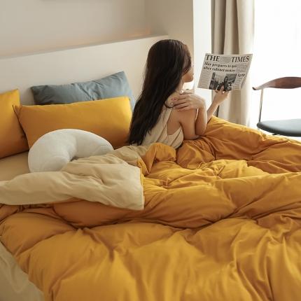 91家纺网 家纺一手货源 找家纺 （总）风向标 2022新款奶油色双拼针织四件套