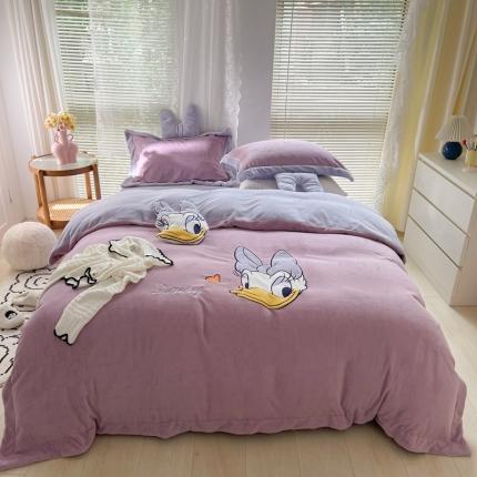 91家纺网 家纺一手货源 找家纺 （总）佰亿莱 2024新款牛奶绒贴布绣四件套