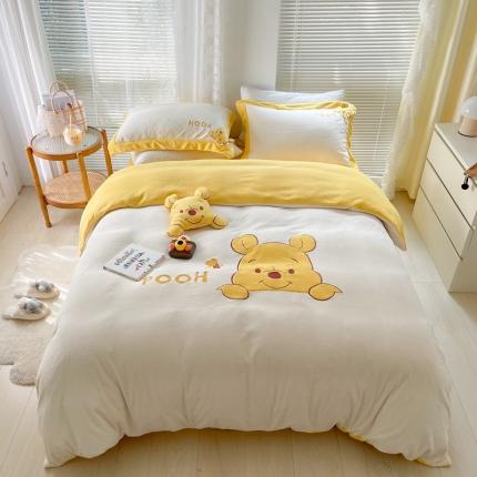 91家纺网 家纺一手货源 找家纺 （总）佰亿莱 2024新款牛奶绒贴布绣四件套