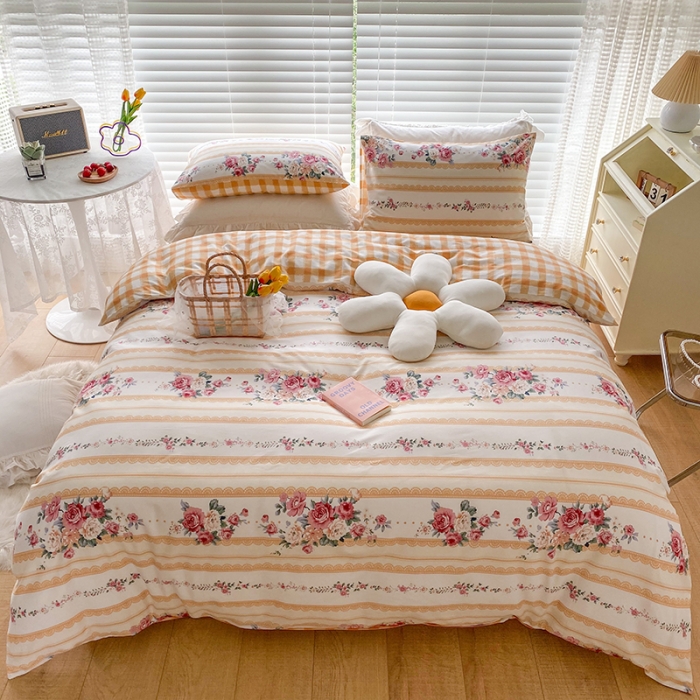 91家纺网 家纺一手货源 找家纺 2021新印花全棉纯棉四件套学生宿舍三件套 花香