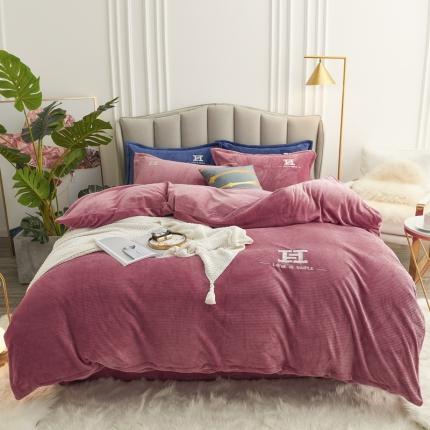 91家纺网 家纺一手货源 找家纺 （总）锦罗绣 2021新款牛奶绒绣花四件套