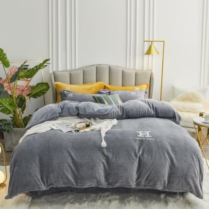 91家纺网 家纺一手货源 找家纺 （总）锦罗绣 2021新款牛奶绒绣花四件套