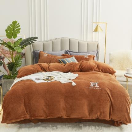 91家纺网 家纺一手货源 找家纺 （总）锦罗绣 2021新款牛奶绒绣花四件套