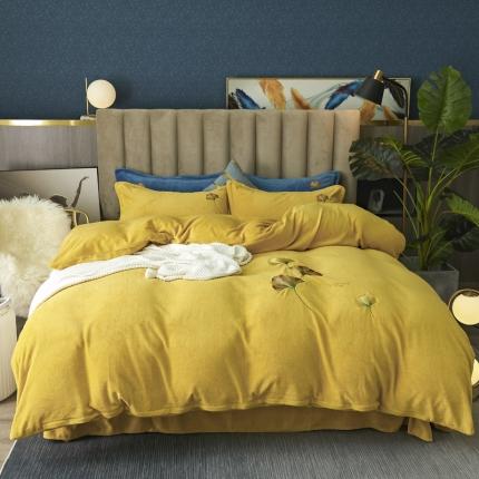 91家纺网 家纺一手货源 找家纺 （总）锦罗绣 2021新款牛奶绒绣花四件套