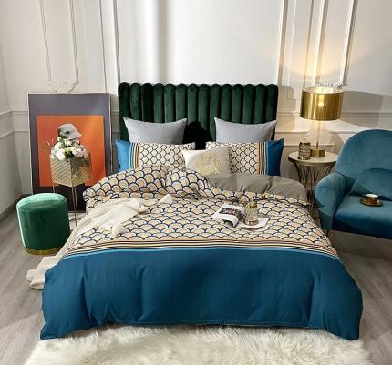 91家纺网 家纺一手货源 找家纺 （总）爱一个家 2023新款贡棉数码印花大版花四件套