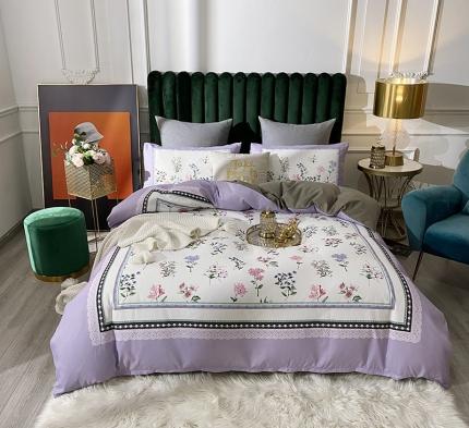 91家纺网 家纺一手货源 找家纺 （总）爱一个家 2023新款贡棉数码印花大版花四件套