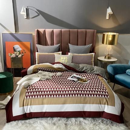 91家纺网 家纺一手货源 找家纺 （总）爱一个家 2023新款贡棉数码印花大版花四件套