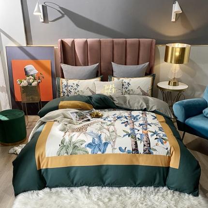 91家纺网 家纺一手货源 找家纺 （总）爱一个家 2023新款贡棉数码印花大版花四件套