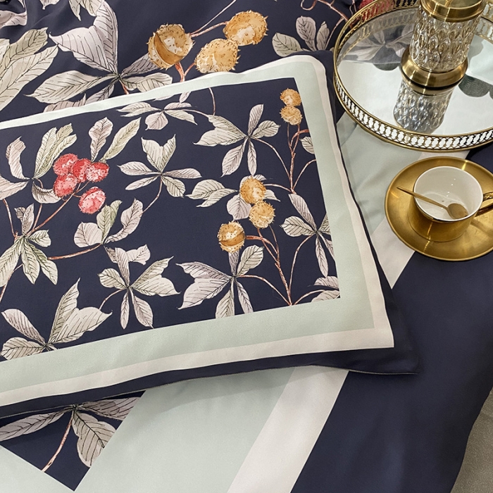 91家纺网 家纺一手货源 找家纺 爱一个家 2023新款贡棉数码印花大版花四件套 夏荔