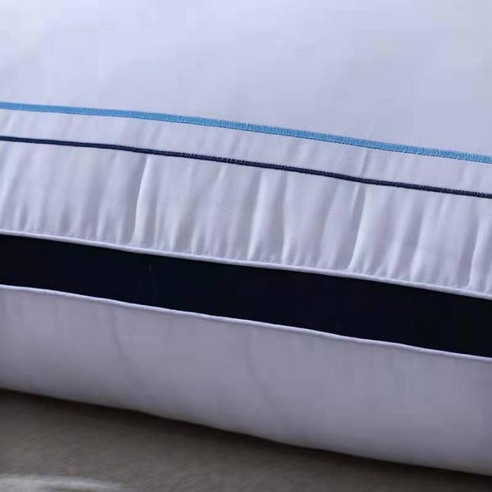 91家纺网 家纺一手货源 找家纺 新丽佳家纺2021全棉立体羽丝绒枕头枕芯立体蓝边800克