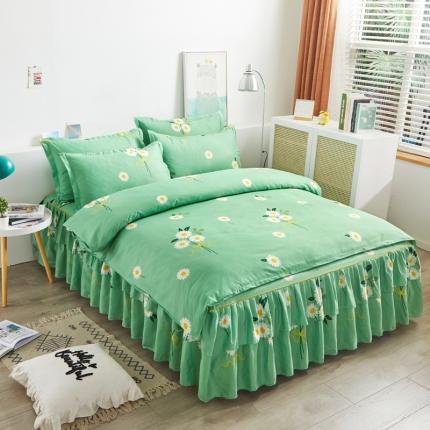 91家纺网 家纺一手货源 找家纺 （总）爱一个家 2023新款芦荟棉双边时尚床裙四件套