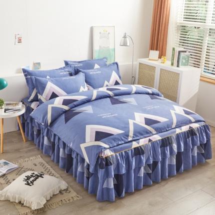 91家纺网 家纺一手货源 找家纺 （总）爱一个家 2023新款芦荟棉双边时尚床裙四件套