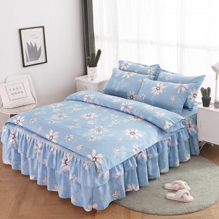 91家纺网 家纺一手货源 找家纺 （总）爱一个家 2023新款芦荟棉双边时尚床裙四件套