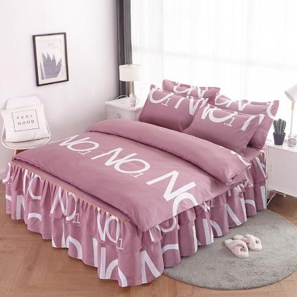 91家纺网 家纺一手货源 找家纺 （总）爱一个家 2023新款芦荟棉双边时尚床裙四件套