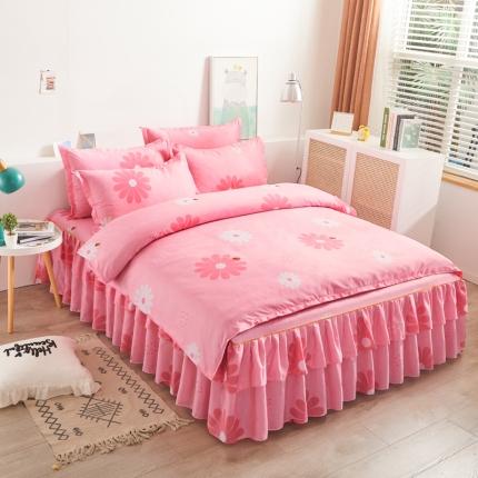 91家纺网 家纺一手货源 找家纺 （总）爱一个家 2023新款芦荟棉双边时尚床裙四件套