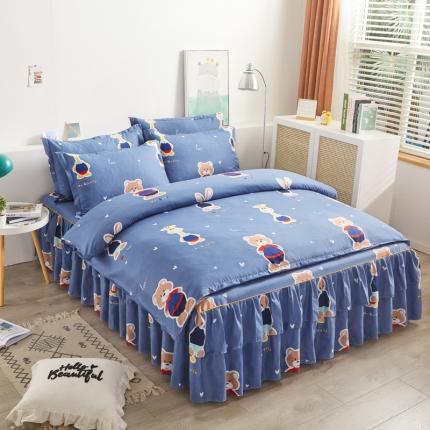 91家纺网 家纺一手货源 找家纺 （总）爱一个家 2023新款芦荟棉双边时尚床裙四件套