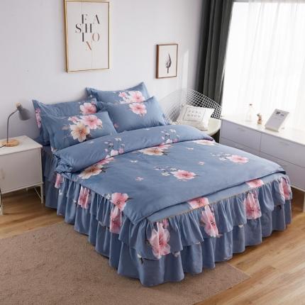 91家纺网 家纺一手货源 找家纺 （总）爱一个家 2023新款芦荟棉双边时尚床裙四件套