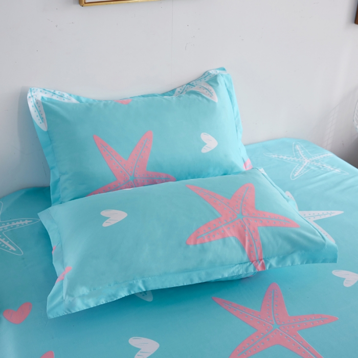 91家纺网 家纺一手货源 找家纺 爱一个家 2023新款芦荟棉双边时尚床裙四件套 海星