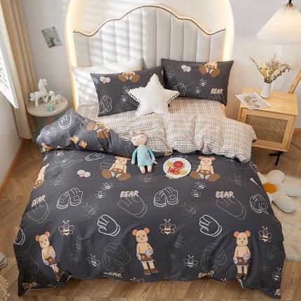 91家纺网 家纺一手货源 找家纺 一米阳光 2022新款13070全棉四件套 霸气熊