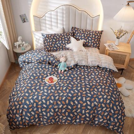 91家纺网 家纺一手货源 找家纺 一米阳光 2022新款13070全棉四件套 木木熊