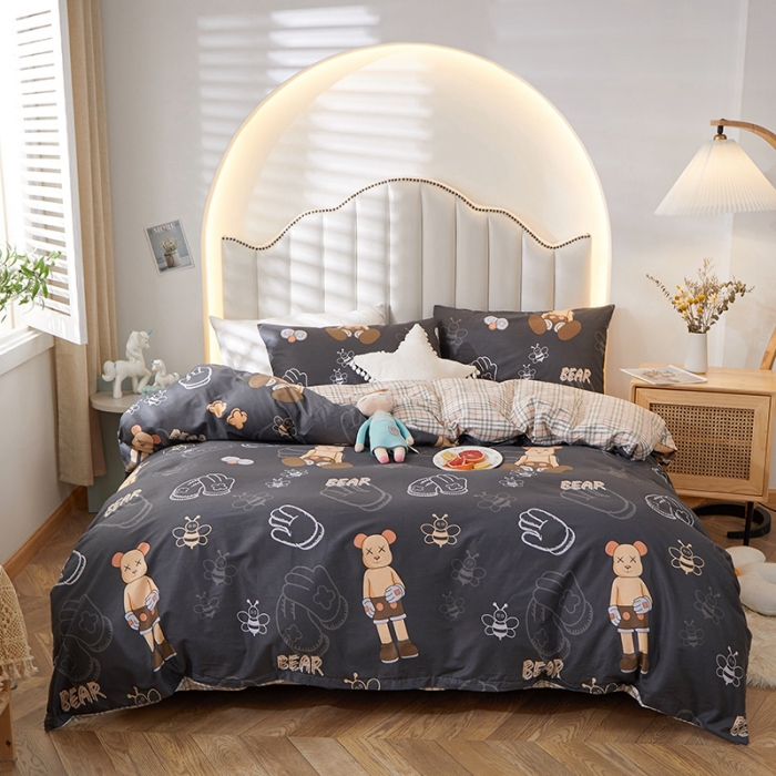 91家纺网 家纺一手货源 找家纺 一米阳光 2022新款13070全棉四件套 霸气熊