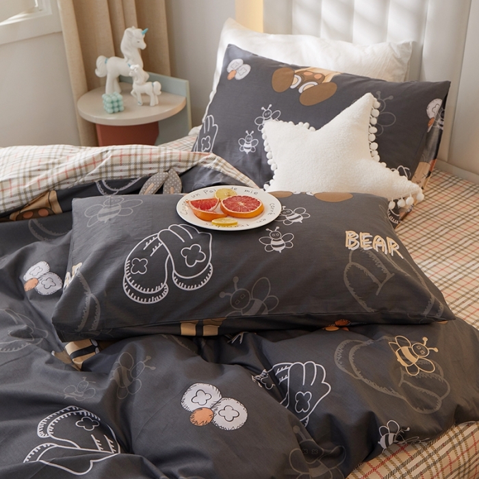 91家纺网 家纺一手货源 找家纺 一米阳光 2022新款13070全棉四件套 霸气熊